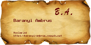 Baranyi Ambrus névjegykártya